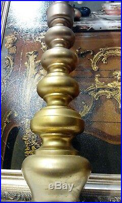Vintage Pair of Tall Large Huge 30 Floor Brass Candleholders Set