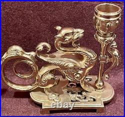 Vintage Pair of Tiffany & Co Brass/Bronze Dragon Griffin Candlesticks