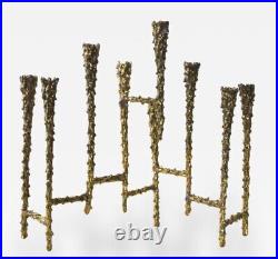 Vintage Paul Evans Style Bronze Sculptural Brutalist Menorah Candle Candelabra