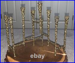 Vintage Paul Evans Style Bronze Sculptural Brutalist Menorah Candle Candelabra