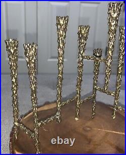 Vintage Paul Evans Style Bronze Sculptural Brutalist Menorah Candle Candelabra