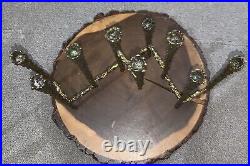 Vintage Paul Evans Style Bronze Sculptural Brutalist Menorah Candle Candelabra