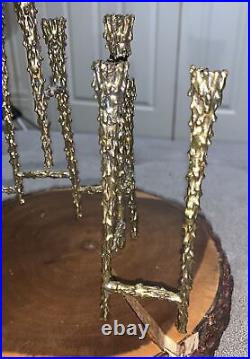 Vintage Paul Evans Style Bronze Sculptural Brutalist Menorah Candle Candelabra