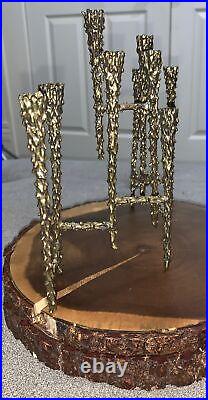 Vintage Paul Evans Style Bronze Sculptural Brutalist Menorah Candle Candelabra