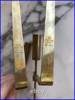 Vintage Pierre Forsell for Skultuna Brass Pendal Candle Stick Wall Sconce Pair