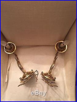 Vintage Preowned Electric Baldwin Solid Brass Colonial Williamsburg Sconces Pair