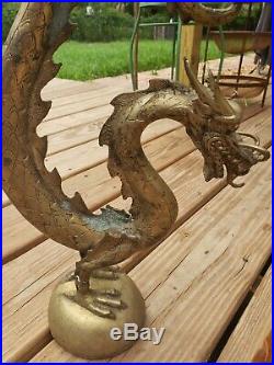 Vintage RARE 20 Large Brass Chinese Dragon Candle Stick Holders Candelabra