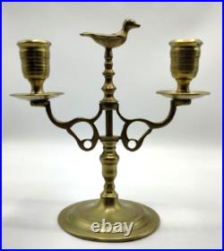 Vintage RARE Pair Solid Brass Bird Candleabras Dbl Arm Taper Candle Holders