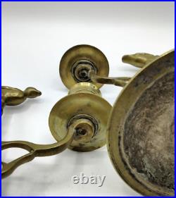 Vintage RARE Pair Solid Brass Bird Candleabras Dbl Arm Taper Candle Holders