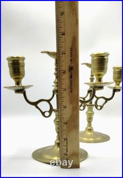 Vintage RARE Pair Solid Brass Bird Candleabras Dbl Arm Taper Candle Holders