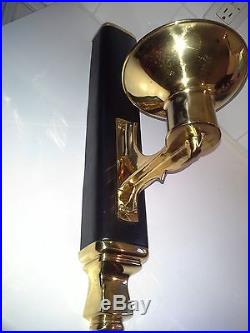 Vintage Rare Sarreid 5185 Solid Brass & Leather Candle Holder