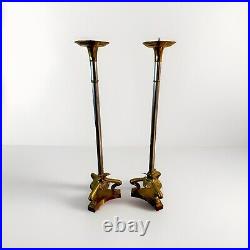 Vintage Regency Baroque Maitland Smith Brass & Chrome Candle Holders