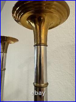 Vintage Regency Baroque Maitland Smith Brass & Chrome Candle Holders