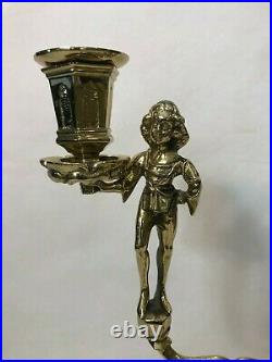 Vintage Romeo & Juliet Figural Heavy Brass Two Branch Candelabra Candlesticks