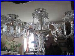 Vintage SET OF 2 Glass Crystal & Brass 3 Light Candelabra
