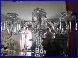 Vintage SET OF 2 Glass Crystal & Brass 3 Light Candelabra