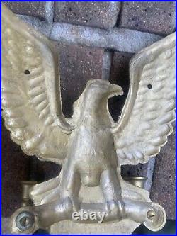 Vintage Set Brass Eagle Wall Sconce Double Arm Candle Holder Patriotic USA Wing