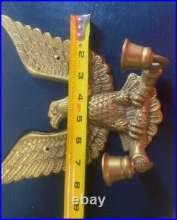 Vintage Set Brass Eagle Wall Sconce Double Arm Candle Holder Patriotic USA Wing