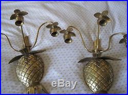 Vintage Set of 2 Brass Pineapple Sconces
