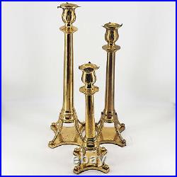 Vintage Set of 3 Solid Brass Graduated Elegant Candlestick Candle Holders