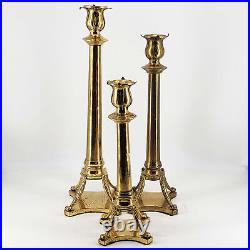 Vintage Set of 3 Solid Brass Graduated Elegant Candlestick Candle Holders