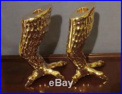 Vintage Set of Two Brass Victorian Eagle Claw Candle Holders, Must See