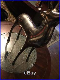 Vintage Silver-plated Heavy Brass Reindeer 10-cup Deer Antler Candle Holder