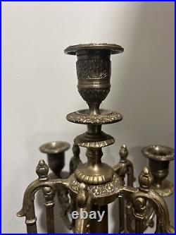 Vintage Solid Brass 5 Arm Candelabra Candle Holder 24.5 Inches