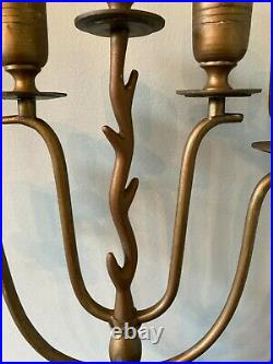 Vintage Solid Brass 7 Arm Menorah Candelabra Candle Holder 17 Tall, 7 pounds