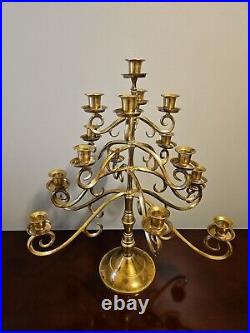 Vintage Solid Brass Candelabra 17 Swivel Arms Candle Holder 21 Tall