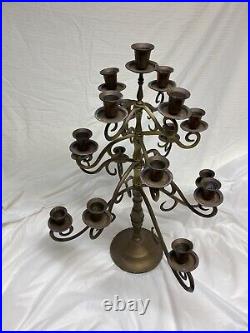 Vintage Solid Brass Candelabra 17 Swivel Arms Candle Holder 21 Tall