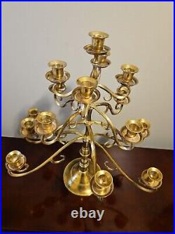 Vintage Solid Brass Candelabra 17 Swivel Arms Candle Holder 21 Tall