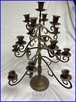 Vintage Solid Brass Candelabra 17 Swivel Arms Candle Holder 21 Tall