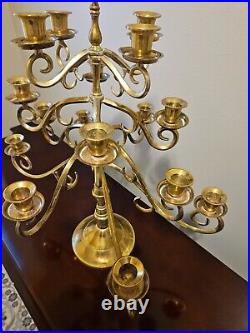 Vintage Solid Brass Candelabra 17 Swivel Arms Candle Holder 21 Tall