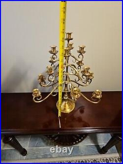 Vintage Solid Brass Candelabra 17 Swivel Arms Candle Holder 21 Tall