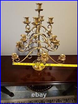 Vintage Solid Brass Candelabra 17 Swivel Arms Candle Holder 21 Tall