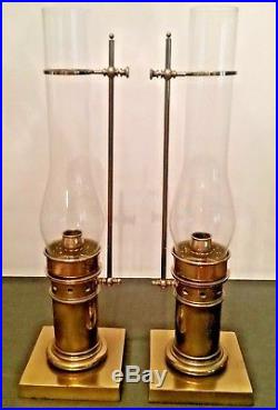 Vintage Solid Brass Candle Holder Hurricane Lamp Lot of 2