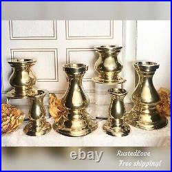 Vintage Solid Brass Candle Holders Pillar Candlesticks gold Table Centerpiece 6