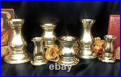 Vintage Solid Brass Candle Holders Pillar Candlesticks gold Table Centerpiece 6
