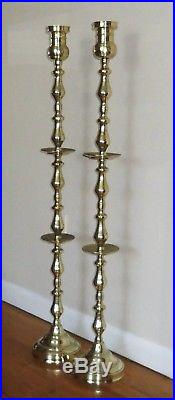 Vintage Solid Brass Candlesticks Floor Candle Holders Set of Two 44
