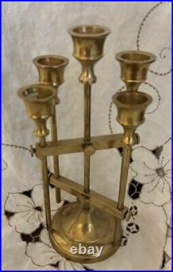 Vintage Solid Brass Danish Designer Adjustable Candelabra