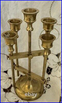 Vintage Solid Brass Danish Designer Adjustable Candelabra