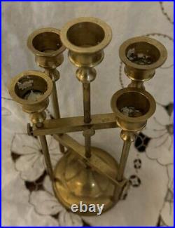 Vintage Solid Brass Danish Designer Adjustable Candelabra