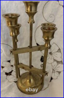 Vintage Solid Brass Danish Designer Adjustable Candelabra