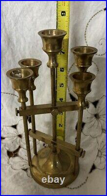 Vintage Solid Brass Danish Designer Adjustable Candelabra