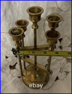 Vintage Solid Brass Danish Designer Adjustable Candelabra