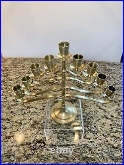 Vintage Solid Brass Gold Swivel Candelabra Taper Candle Holder Centerpiece 13
