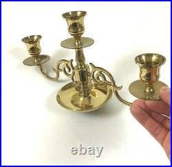 Vintage Solid Brass Short Candelabra Candle Holder Polished Gold Low India