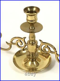 Vintage Solid Brass Short Candelabra Candle Holder Polished Gold Low India