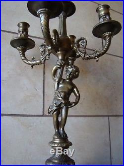 Vintage Solid Brass Victorian Style Footed Ornate 5 Arm Candelabra 19Tall
